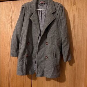 New York Girl Classic Gray Vintage Double-Breasted Pea Coat